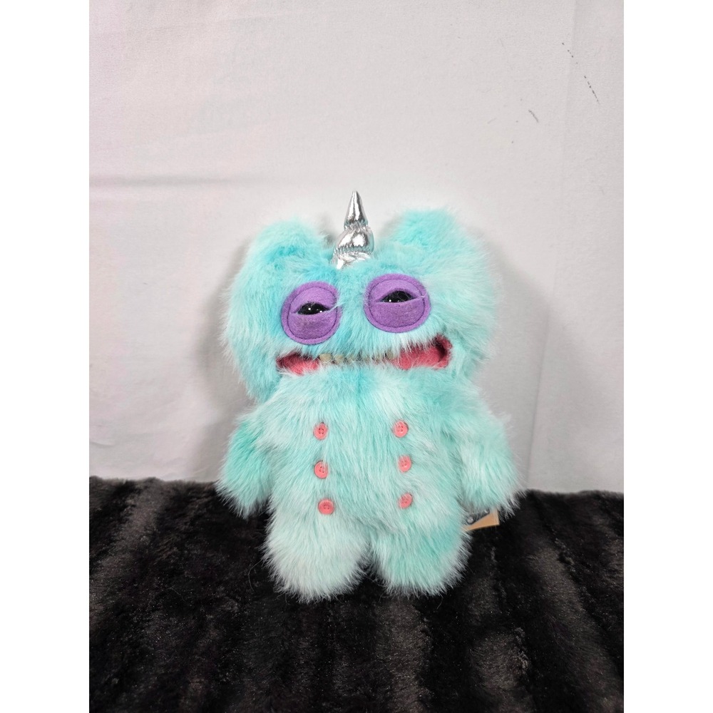 Fuggler Fugglercorns Stinkface Teal Unicorn Plush Toy with Purple Tail Horn